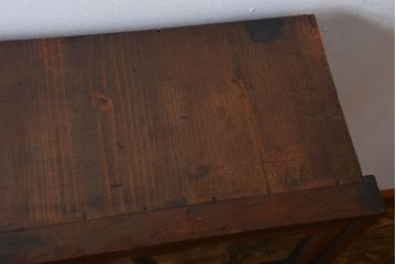 アンティーク家具　アンティーク　モールガラス入り薄型引き戸収納棚