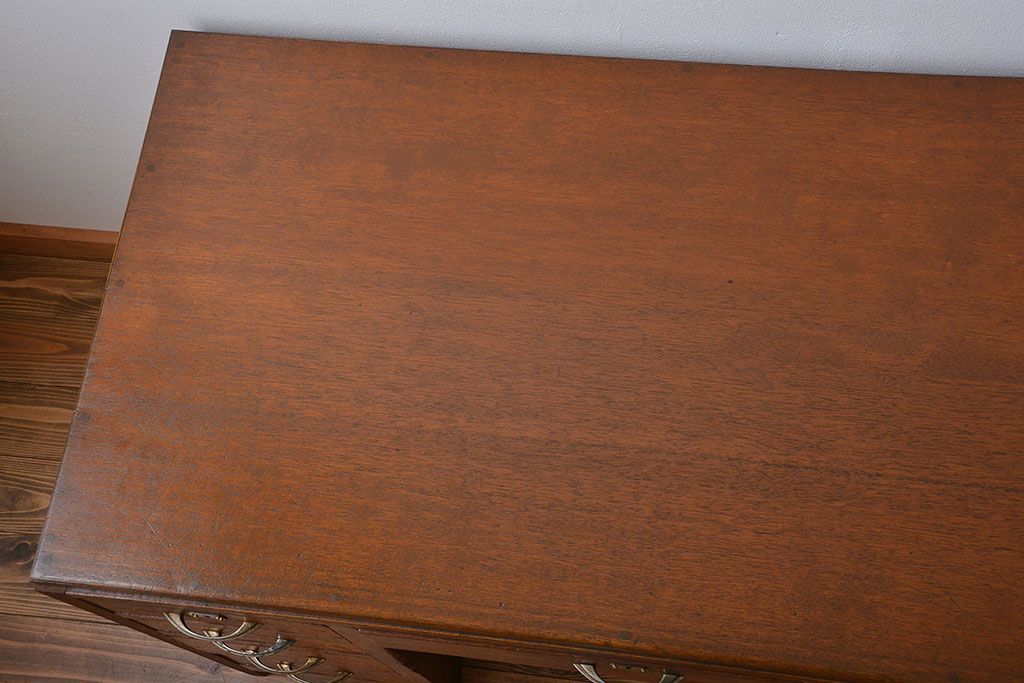 レトロ家具　昭和レトロ　ワイドで薄型の珍しい両袖机
