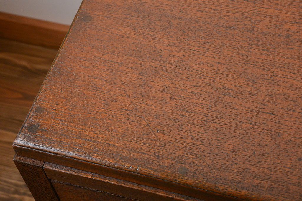 レトロ家具　昭和レトロ　ワイドで薄型の珍しい両袖机