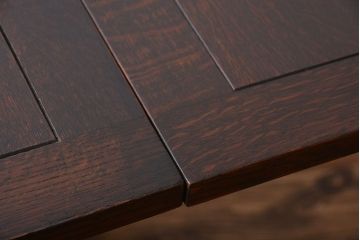 アンティーク家具　イギリスアンティーク　オーク材のシンプルなドローリーフテーブル