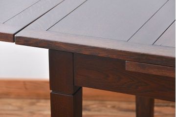 アンティーク家具　イギリスアンティーク　オーク材のシンプルなドローリーフテーブル