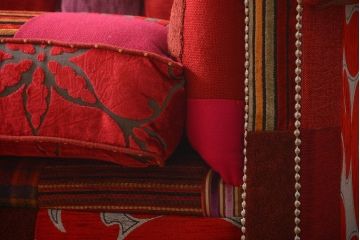 中古　イギリス製　お洒落な3人掛けパッチワークソファ