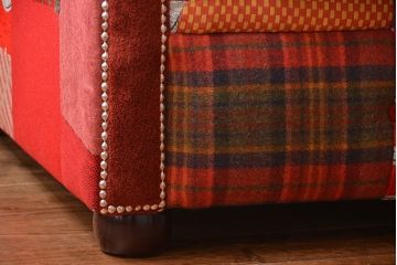 中古　イギリス製　お洒落な3人掛けパッチワークソファ