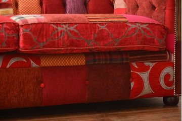 中古　イギリス製　お洒落な3人掛けパッチワークソファ