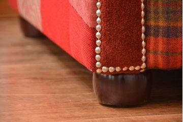 中古　イギリス製　お洒落な3人掛けパッチワークソファ