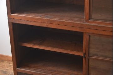 アンティーク家具　アンティーク　引き出し5杯付き大きな重ね引き戸収納棚