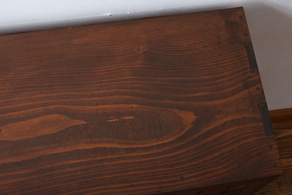 レトロ家具　昭和レトロ　引き出し2杯付き引き戸収納棚