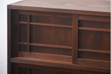 レトロ家具　昭和レトロ　引き出し2杯付き引き戸収納棚