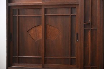 レトロ家具　昭和レトロ　引き出し2杯付き引き戸収納棚