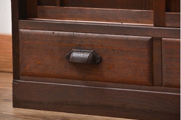 レトロ家具　昭和レトロ　引き出し2杯付き引き戸収納棚