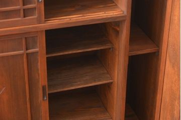 レトロ家具　昭和レトロ　引き出し2杯付き引き戸収納棚