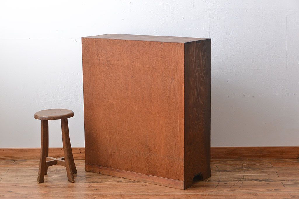 レトロ家具　昭和レトロ　引き出し2杯付き引き戸収納棚