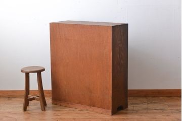 レトロ家具　昭和レトロ　引き出し2杯付き引き戸収納棚