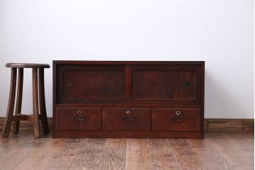 アンティーク家具　古民具・骨董　前面欅材!おしゃれな時代箪笥ローボード