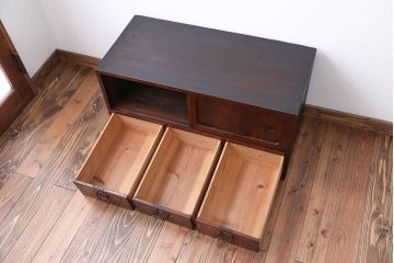 アンティーク家具　古民具・骨董　前面欅材!おしゃれな時代箪笥ローボード