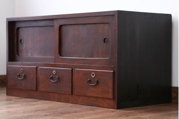 アンティーク家具　古民具・骨董　前面欅材!おしゃれな時代箪笥ローボード