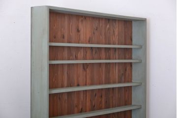 アンティーク家具　アンティークペイント　薄型で大きな飾り棚