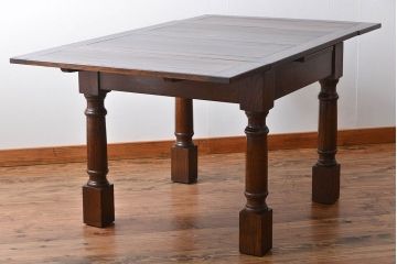 アンティーク家具　イギリスアンティーク　シンプルでシックなドローリーフテーブル