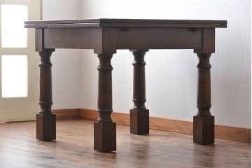 アンティーク家具　イギリスアンティーク　シンプルでシックなドローリーフテーブル
