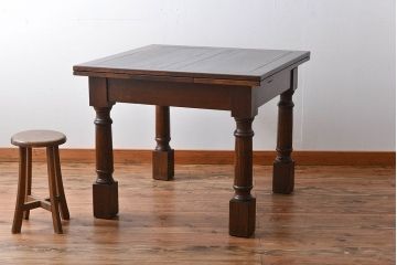 アンティーク家具　イギリスアンティーク　シンプルでシックなドローリーフテーブル
