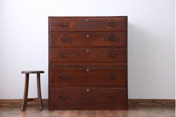 アンティーク家具　古民具・骨董　前面欅材!おしゃれな時代箪笥