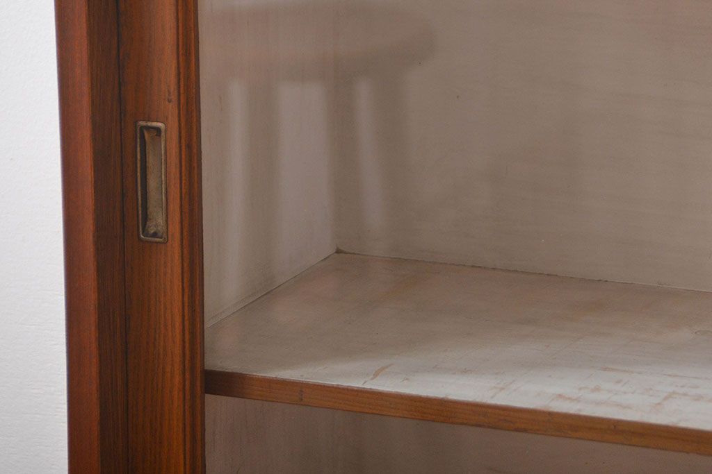 アンティーク家具　アンティーク　大きなガラス引き戸収納棚