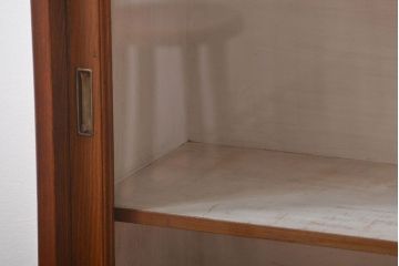 アンティーク家具　アンティーク　大きなガラス引き戸収納棚