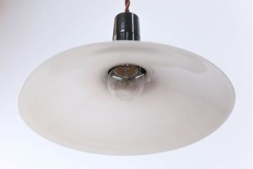 昭和レトロ　シンプルなガラス平笠照明2個セット(1)