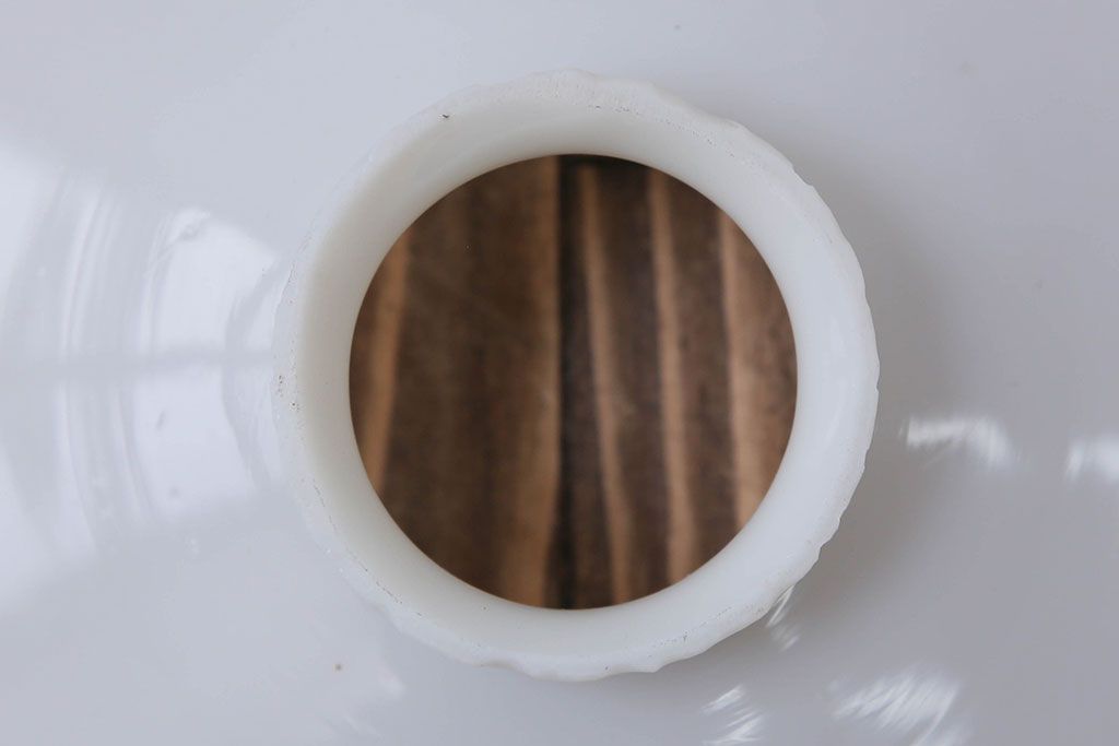 昭和レトロ　シンプルなガラス平笠照明2個セット(1)