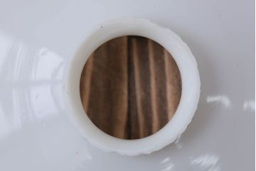 昭和レトロ　シンプルなガラス平笠照明2個セット(1)