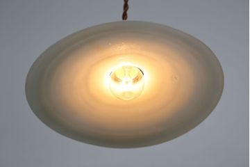 昭和レトロ　シンプルなガラス平笠照明2個セット(2)