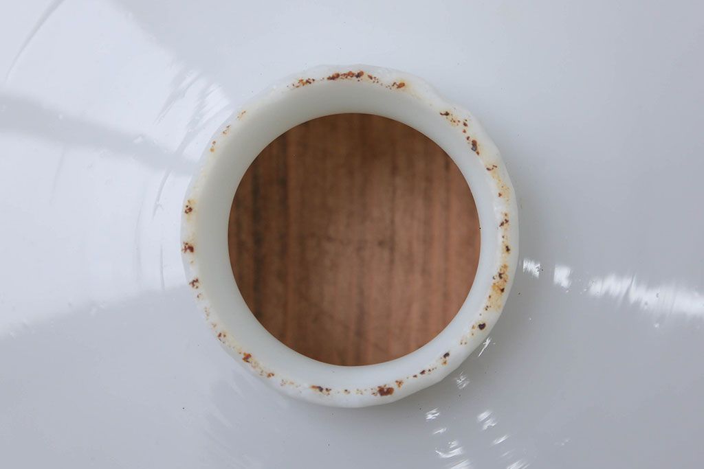 昭和レトロ　シンプルなガラス平笠照明2個セット(2)