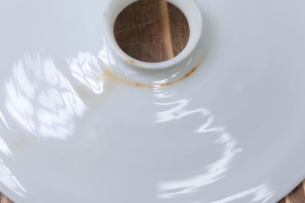 昭和レトロ　シンプルなガラス平笠照明2個セット(2)