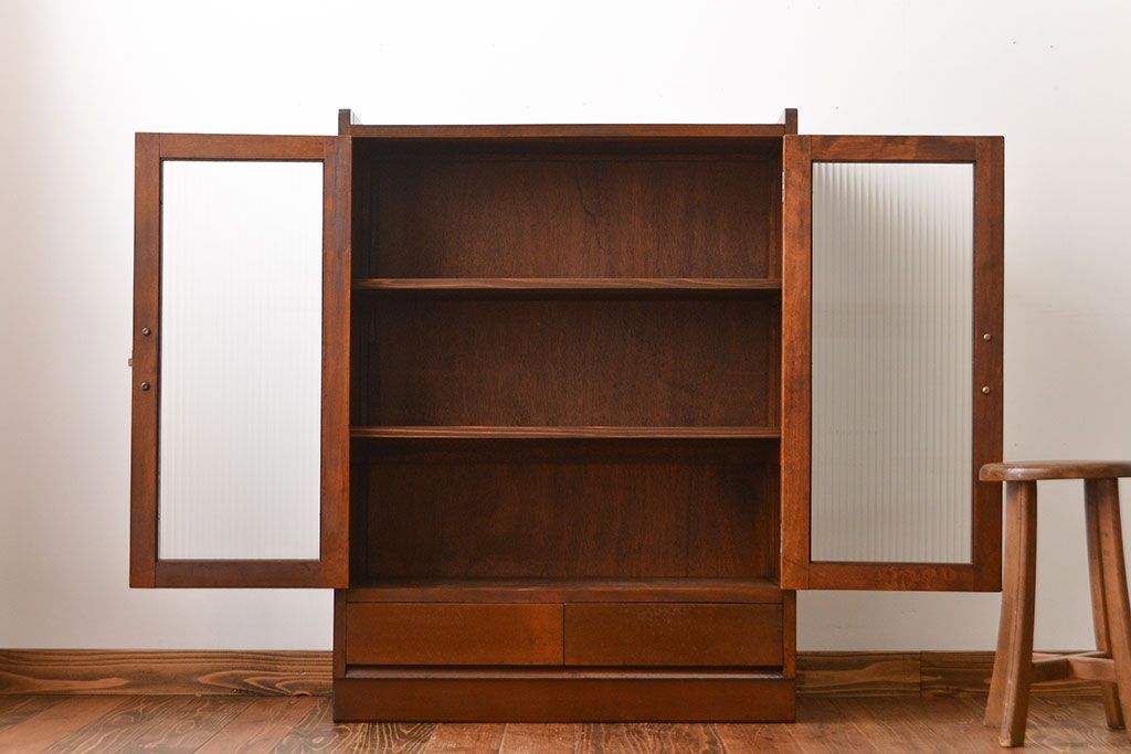 アンティーク家具　アンティーク　2杯引き出し付き古い木製の本箱