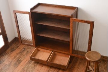 アンティーク家具　アンティーク　2杯引き出し付き古い木製の本箱