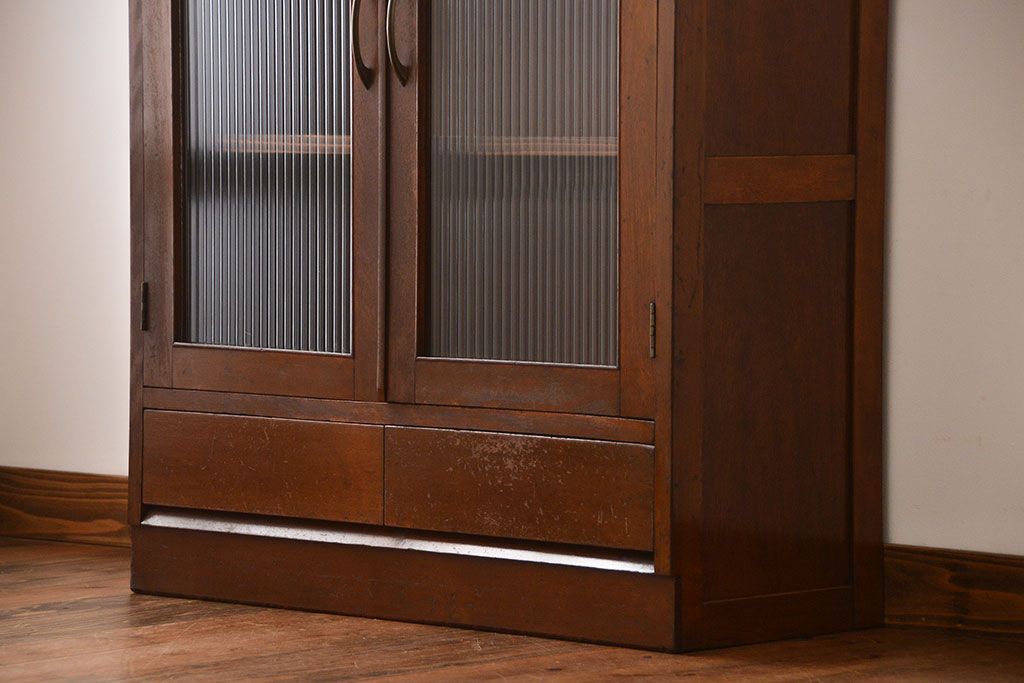 アンティーク家具　アンティーク　2杯引き出し付き古い木製の本箱