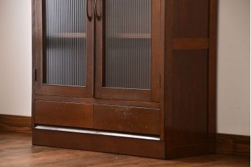 アンティーク家具　アンティーク　2杯引き出し付き古い木製の本箱