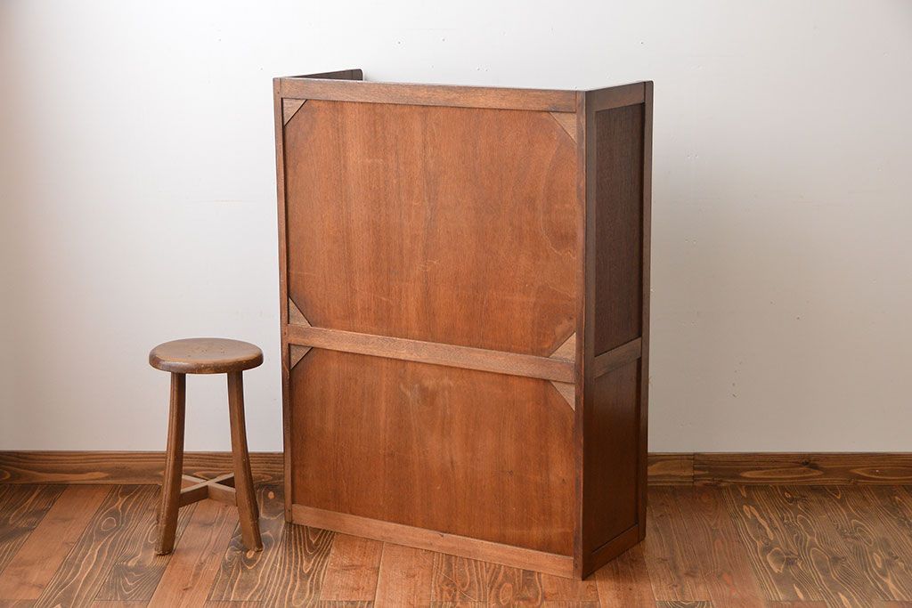 アンティーク家具　アンティーク　2杯引き出し付き古い木製の本箱