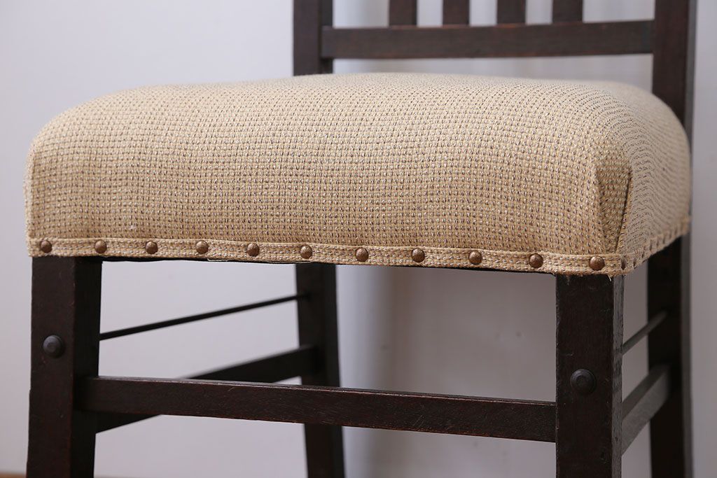 アンティーク家具　アンティーク　古いナラ材のダイニングチェア(2)