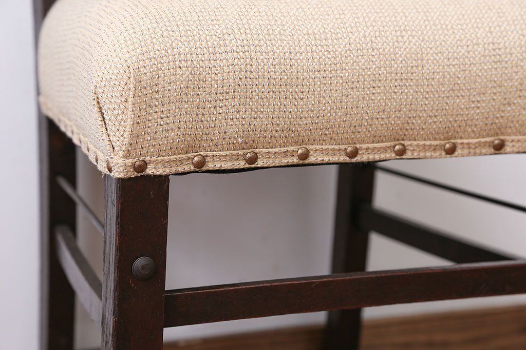 アンティーク家具　アンティーク　古いナラ材のダイニングチェア(2)