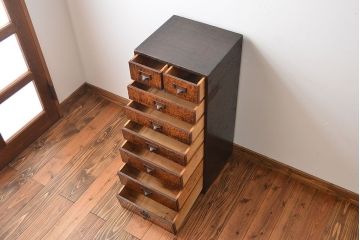 アンティーク家具　古民具・骨董　ネームプレート付き縦型小引き出し(1)