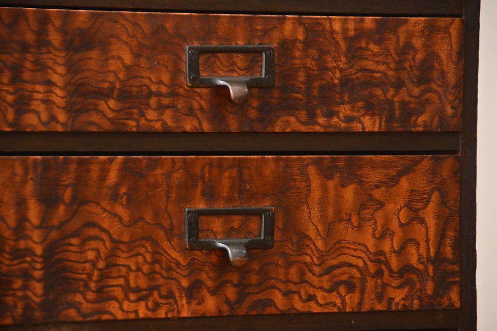 アンティーク家具　古民具・骨董　ネームプレート付き縦型小引き出し(1)