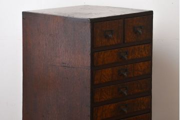 アンティーク家具　古民具・骨董　ネームプレート付き縦型小引き出し(2)