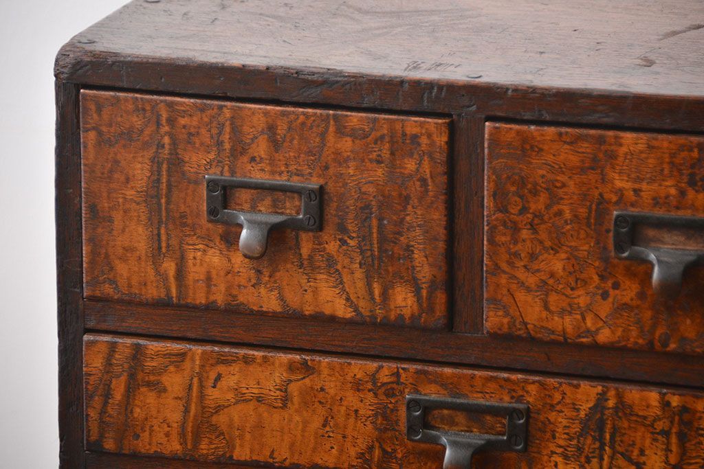 アンティーク家具　古民具・骨董　ネームプレート付き縦型小引き出し(2)