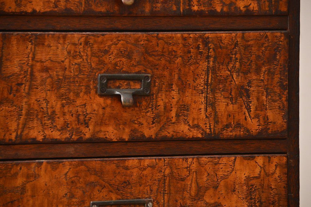 アンティーク家具　古民具・骨董　ネームプレート付き縦型小引き出し(2)