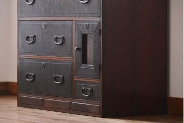 アンティーク家具　アンティーク　玉杢の美しいチェスト(2)