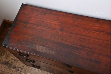 アンティーク家具　古民具・骨董　前面欅材の上品な仙台箪笥