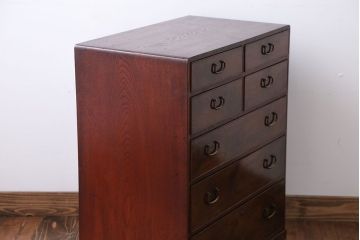 アンティーク家具　アンティーク　前面桑材の小さな古いチェスト