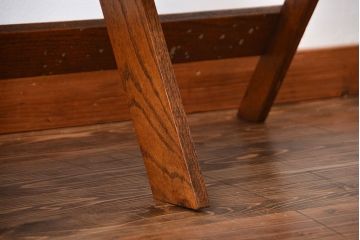 アンティーク家具　イギリスアンティーク　オーク材の折り畳み式3人掛けチャーチベンチ