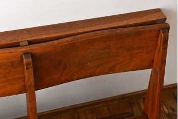 アンティーク家具　イギリスアンティーク　オーク材の折り畳み式3人掛けチャーチベンチ(2)